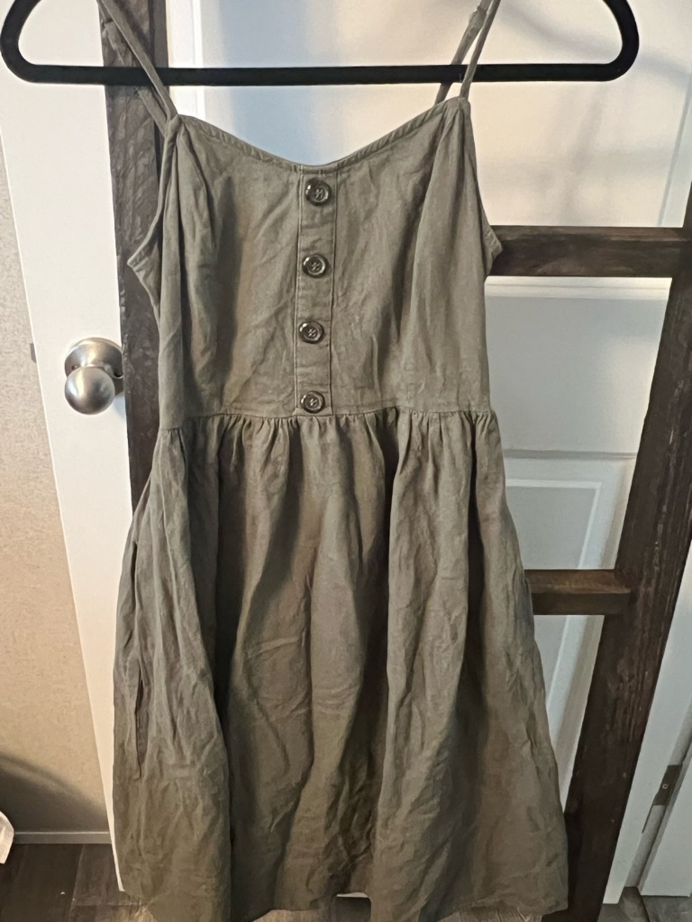 J for Justify Olive Green Button-Front Midi Dress